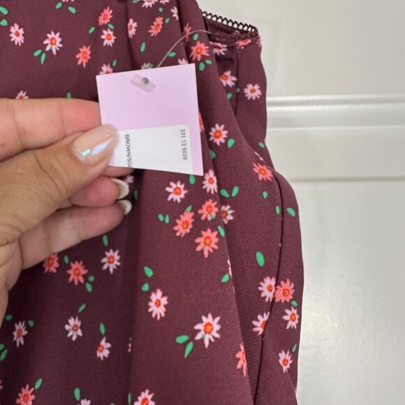 Wild Fable Burgundy Chiffon Floral Mini Skirt 1X - NEW - Picture 6 of 10